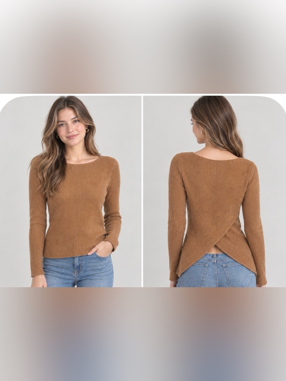 Babaton Elegant wool Brown Women's Top